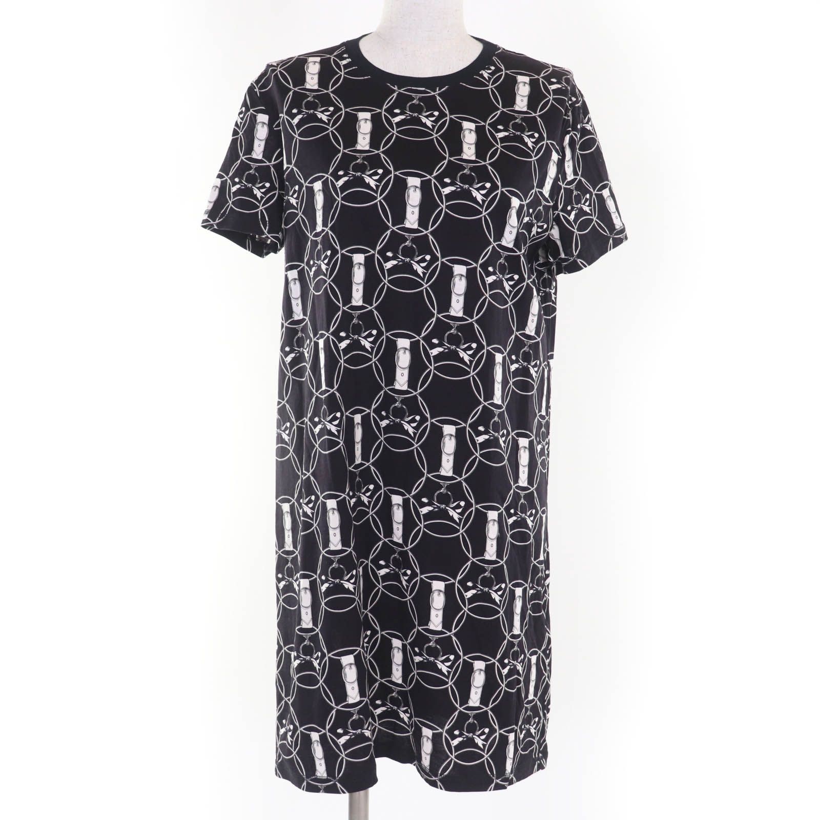 HERMES エルメス 2H4508DB La Promenade du Matin 朝の散歩 コットン100％ ワンピース ブラック 38 フランス製 正規品 レディース