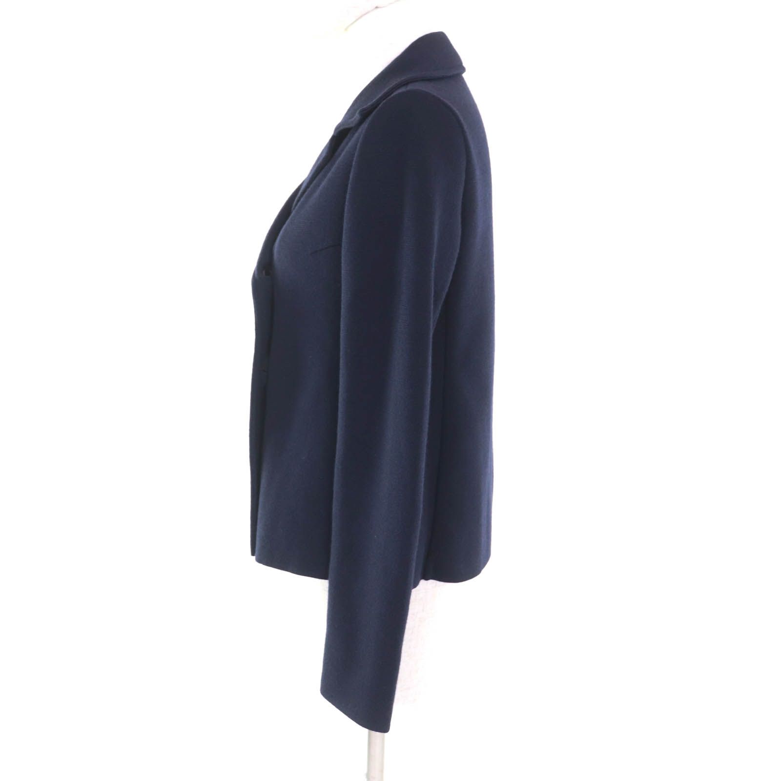 JIL SANDER ジルサンダー JSPL757039 ウール100％ ダブルブレスト ニット ジャケット ネイビー 34 イタリア製 レディース