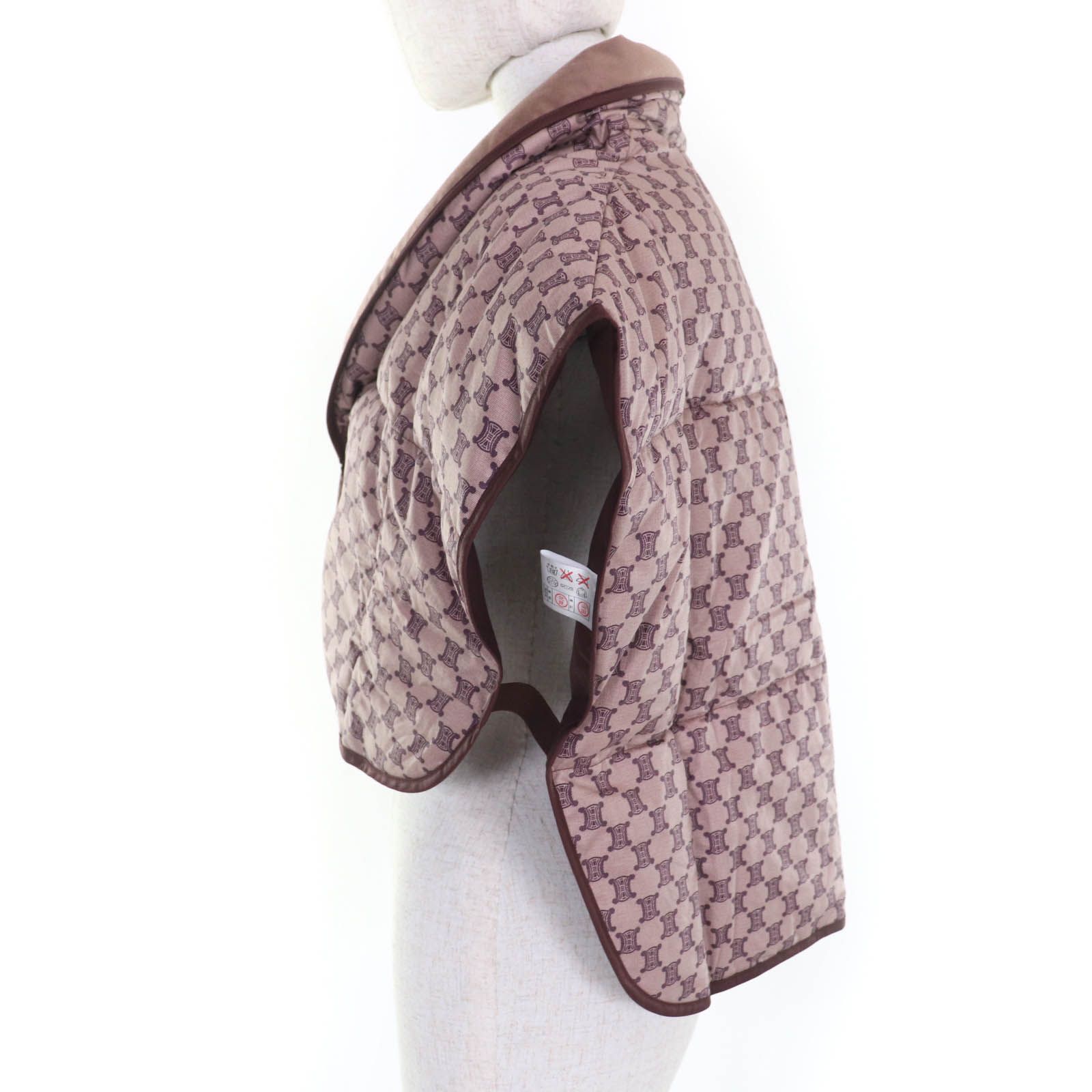 CELINE セリーヌ コットン100％ 西川産業 マカダム柄 スリーパー 羽毛肩当て ダウン ポンチョ ブラウン M-L対応 レディース