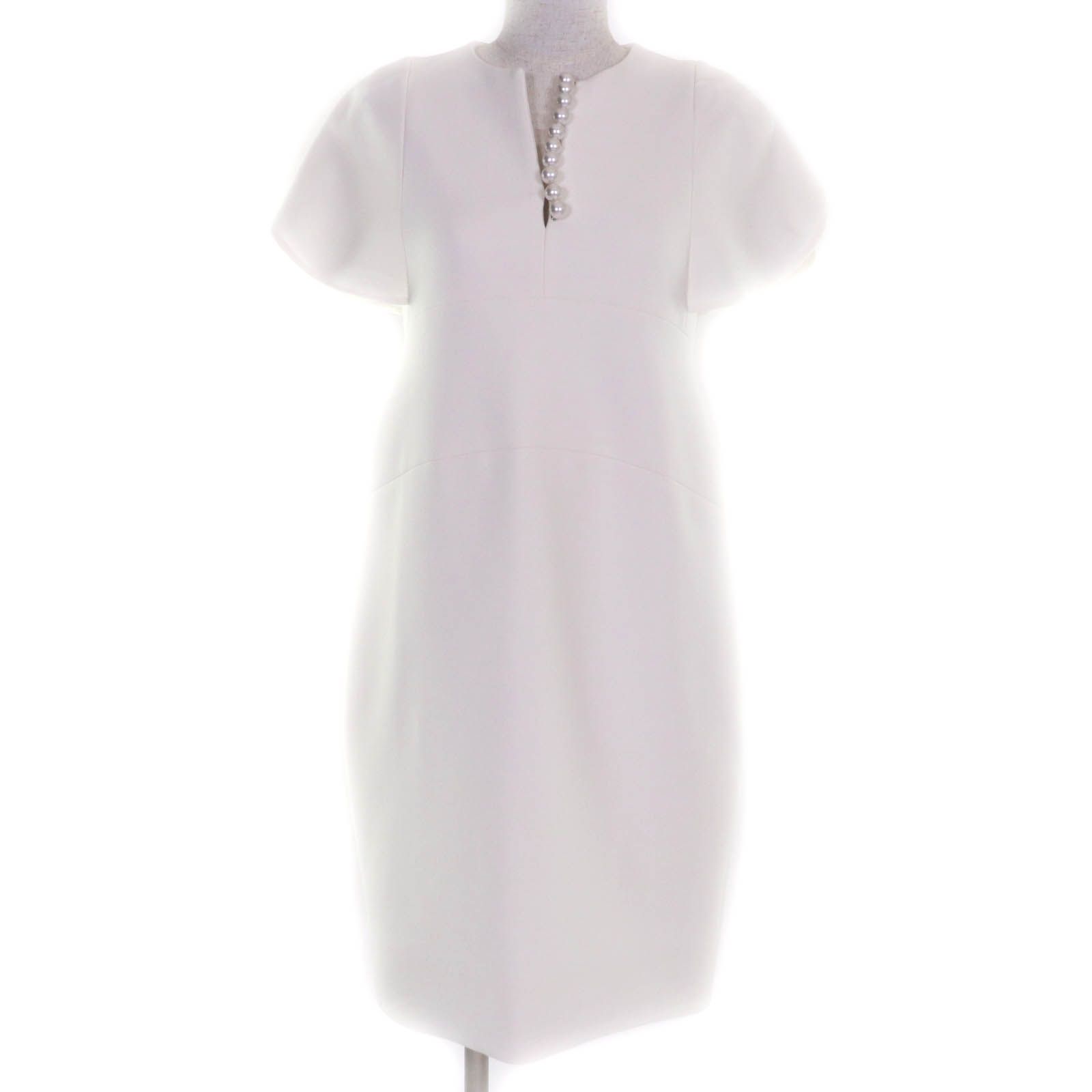 YOKO CHAN ヨーコチャン 2021年製 YCD-221-769 Fパール付 フレンチスリーブ ワンピース ホワイト 36 日本製 正規品 レディース