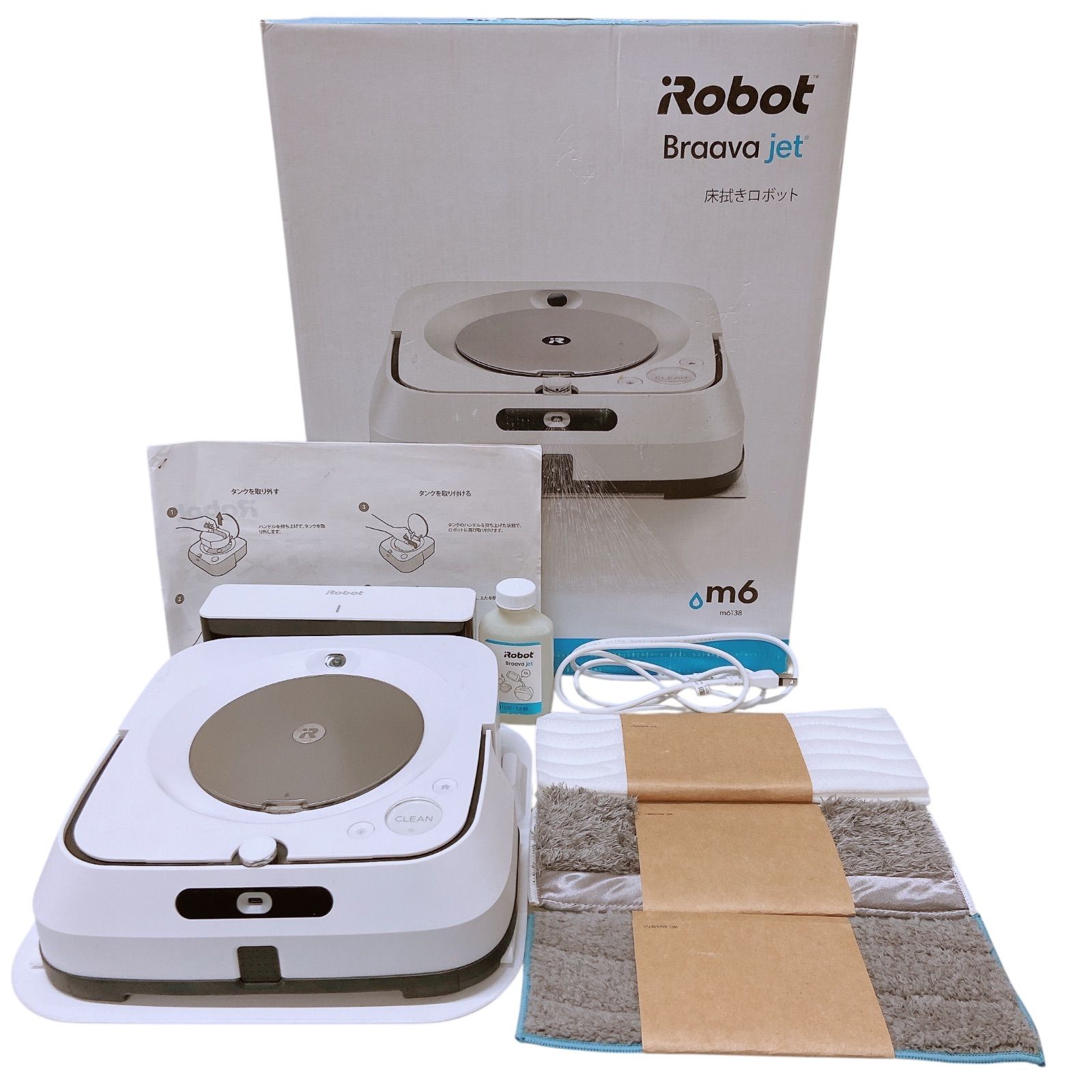 KI4 ジャンク品 iRobot アイロボット 拭き掃除ロボットクリーナー ブラーバジェット m6 RMA-Y1 ホワイト