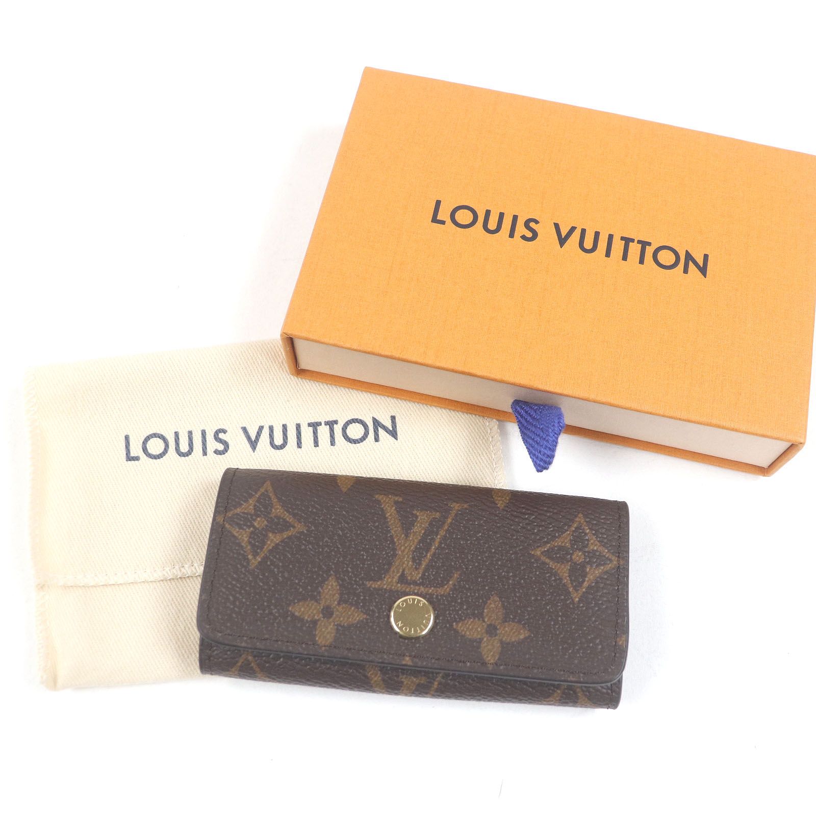 LOUIS VUITTON ルイヴィトン M 69517 ミュルティクレ4 モノグラム レザー 三つ折り 4連 キーケース ブラウン 箱 保存袋付き フランス製 メンズ レディース