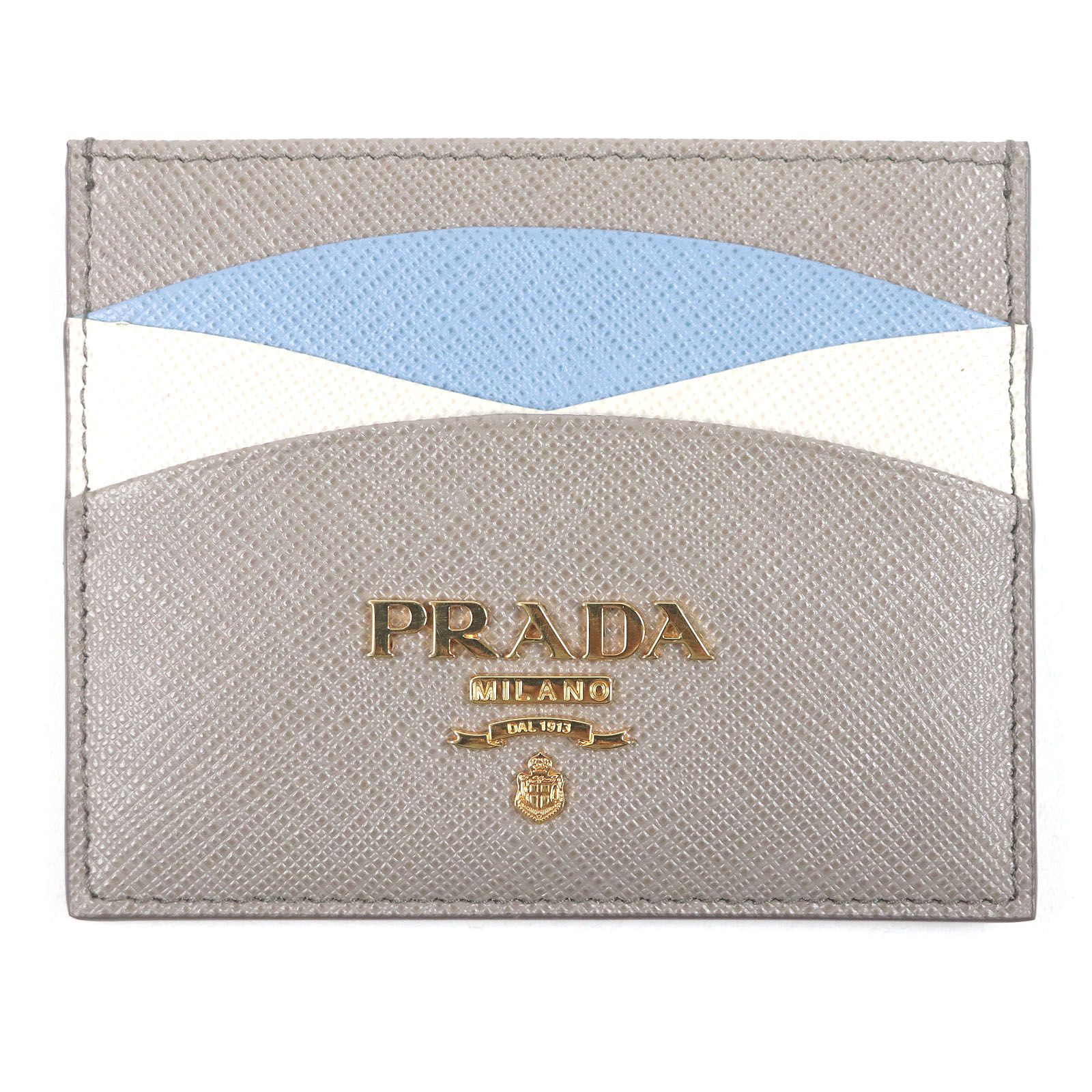 極美品□PRADA プラダ 1MC025 サフィアーノレザー メタルロゴ パス  