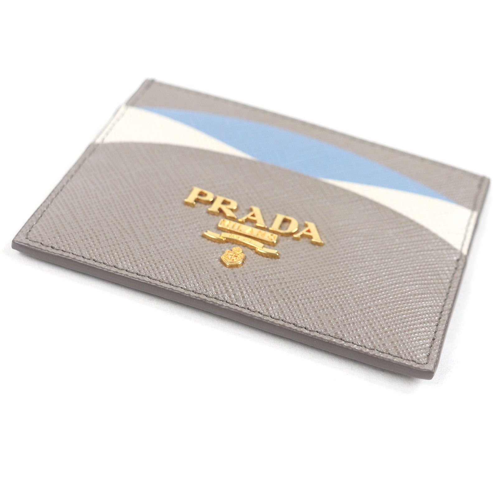 極美品□PRADA プラダ 1MC025 サフィアーノレザー メタルロゴ パス  