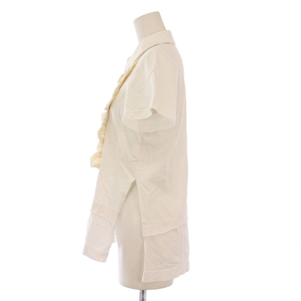 タオ コムデギャルソン TAO COMME des GARCONS AD 2025 シャツ ブラウス 半袖 丸襟 フリル ストレッチ S 白 ホワイト BB