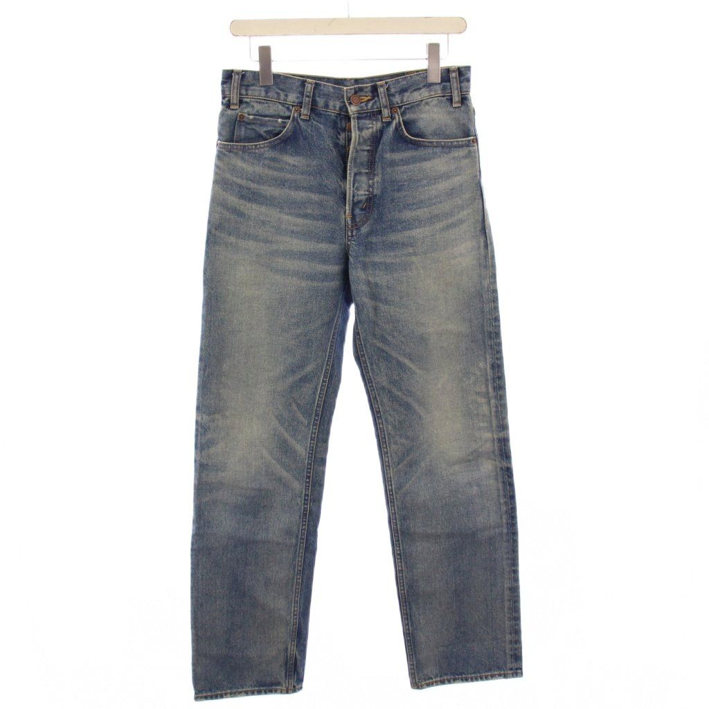 セリーヌ CELINE W_BF_007 POLLY ポリージーンズ クリスタルリンスデニムパンツ ボタンフライ ダメージ加工 26 青 ブルー N726 613R 08CH BB