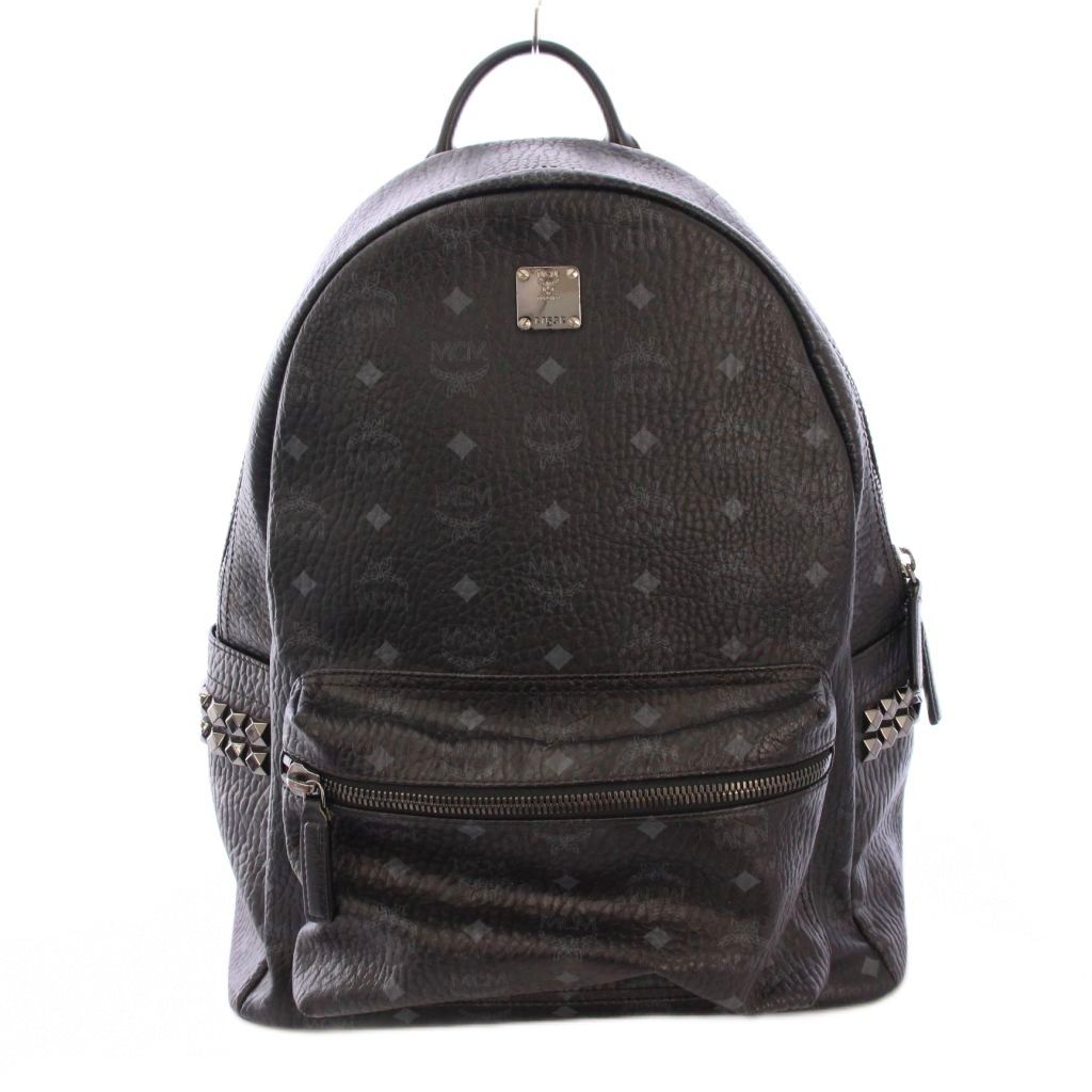エムシーエム MCM Stark Side Studs Backpack スタークサイドスタッズバックパック ヴィセトス柄 リュックサック レザー ロゴ ワン 黒 ブラック MMK6SVE38BK001 BB