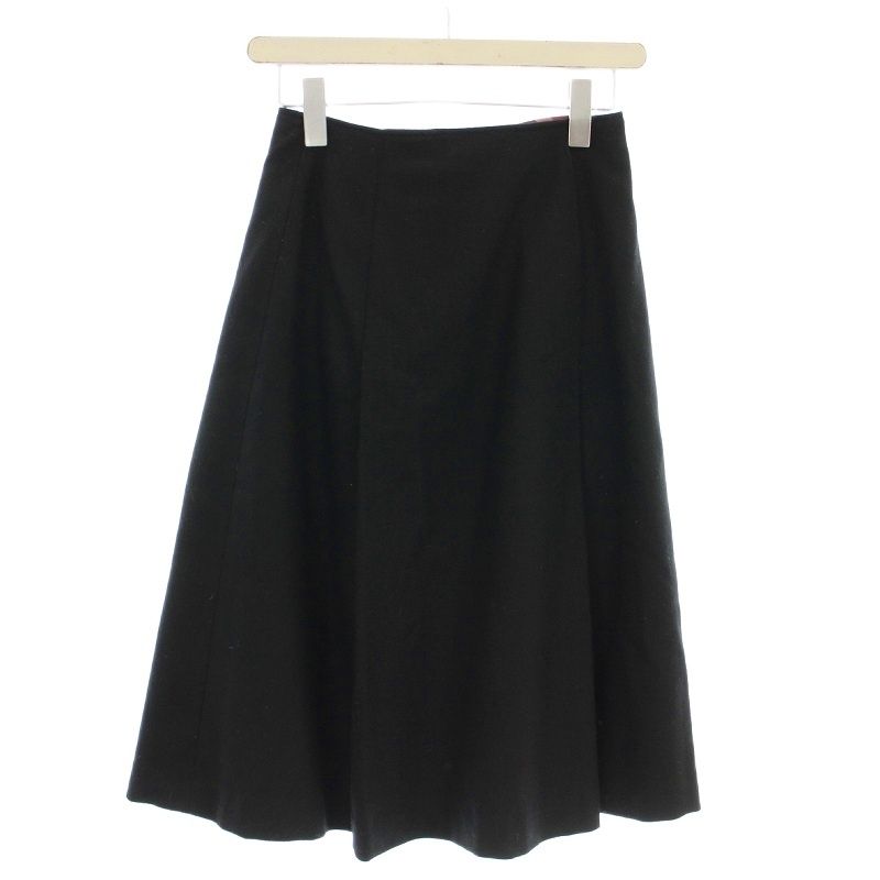 ブルーレーベルクレストブリッジ BLUE LABEL CRESTBRIDGE ラップスカート ウール混 ひざ丈 金ボタン 36 黒 ブラック 55S36-238-09 G