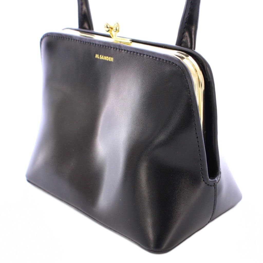 ジルサンダー JIL SANDER GOJI FRANME BAG フレームバッグ ハンドバッグ ワンハンドル レザー ロゴ ワン がま口 黒 ブラック BB
