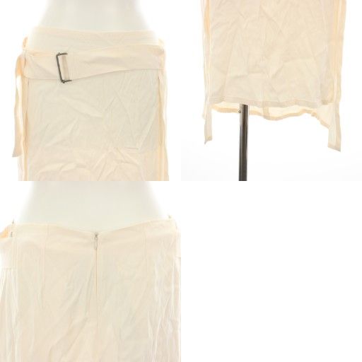 没入感のある アンドゥムルメステール ANN DEMEULEMEESTER スカート ひざ丈 タイト ベルト 変形 36 ペールピンク 21-31-251009 YT