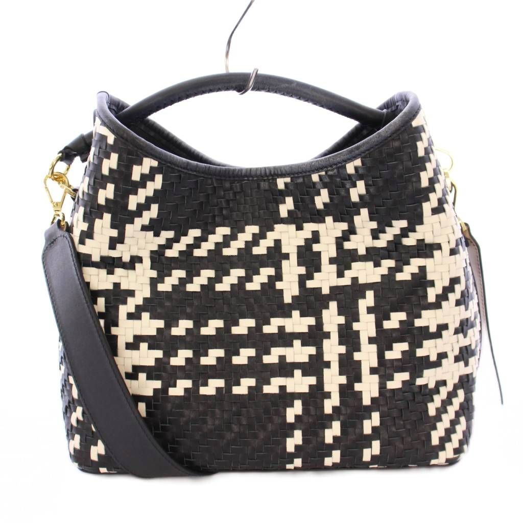 ヴェルメイユ パー イエナ VERMEIL par iena ELLEME 2WAY ハンドバッグ ワンハンドル ショルダーバッグ レザー バイカラー 黒 ブラック 白 ホワイト |BB