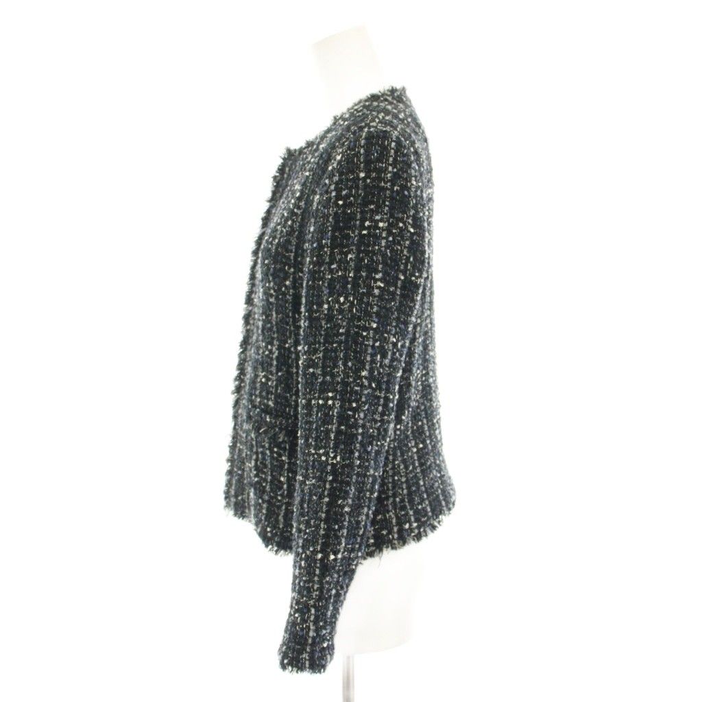 セオリーリュクス theory luxe クラシックツイードグロリアーナN CLASSIC TWEED GLORIANA.N ノー ツイードジャケット アウター 38 黒 ブラック 紺 ネイビー 03-0104115 YT