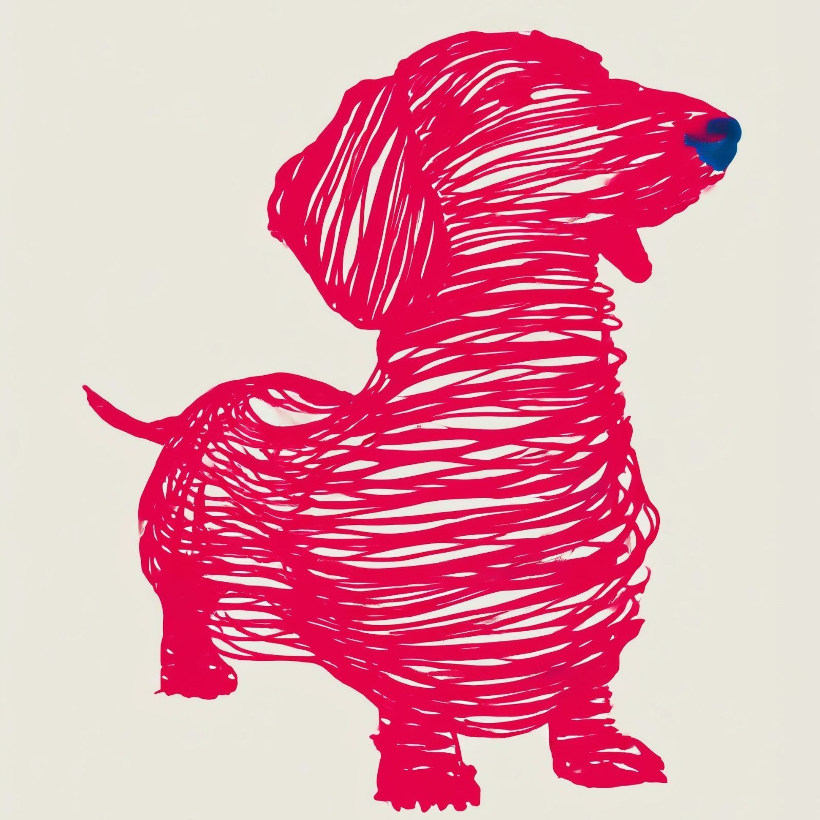 名入れOK Red Line - ダックスフンド犬 No.1 アートポスター ペットロス 北欧モダン ミニマルインテリア カフェスタイル