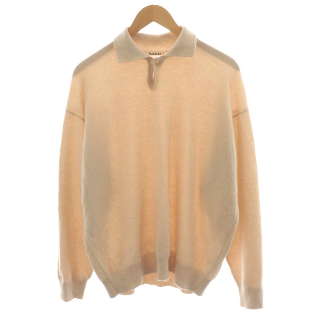 オーラリー AURALEE 21AW BABY CASHMERE KNIT POLO ニット ポロシャツ 長袖 カシミヤ 5 ベージュ A21AP03BC |AN39