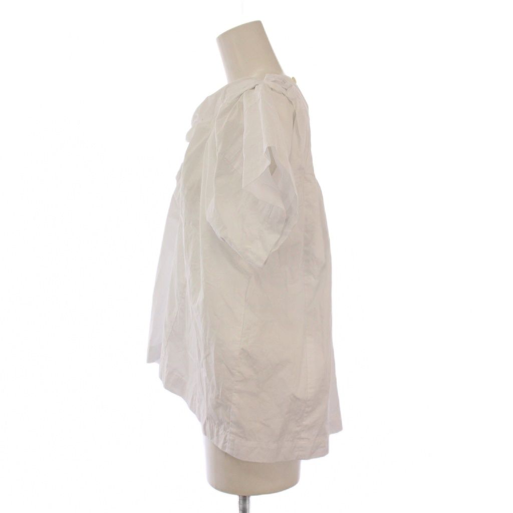 タオ コムデギャルソン TAO COMME des GARCONS AD 2025 シャツ ブラウス プルオーバー 半袖 クルーネック 花モチーフ フリル 装飾 ワン S 白 ホワイト BB