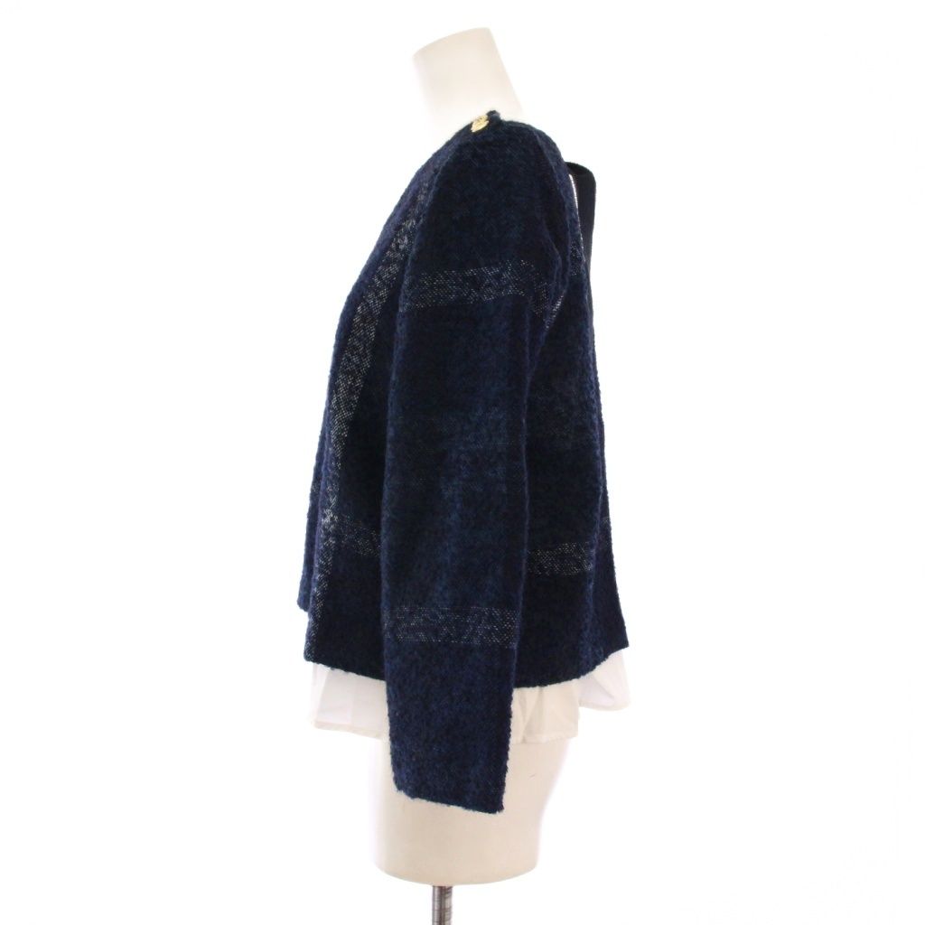 ブルーレーベルクレストブリッジ BLUE LABEL CRESTBRIDGE セットアップ 上下 フェイクレイヤードニット カットソー 長袖 ショートパンツ チェック柄 ウール 36 青 紺 BM DECORATOM_COM_BR