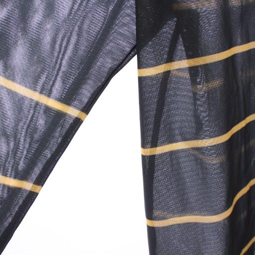  ヨウヘイオオノ YOHEI OHNO メッシュトップス カットソー 長袖 クルーネック シアー シースルー ストレッチ ボーダー柄 36 グレー 黄色 イエロー OH-25 A-CS 2 BB モード系 結婚式対応 長袖 Tシャツ カットソー