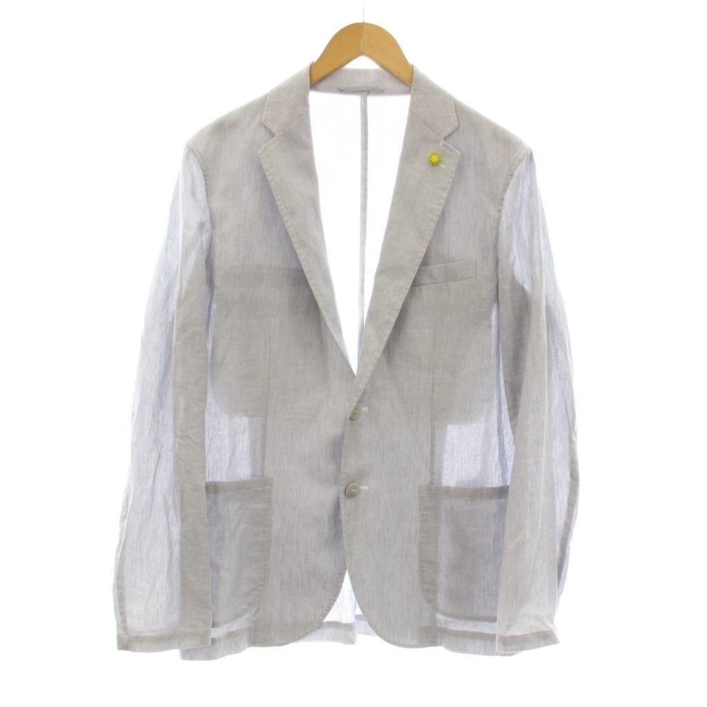 ジャンネット GIANNETTO CORALLO コラッロ リネンコットン 2Bシングルジャケット テーラードジャケット ブレザー ブートニエール付き 48 水色 51801 KU