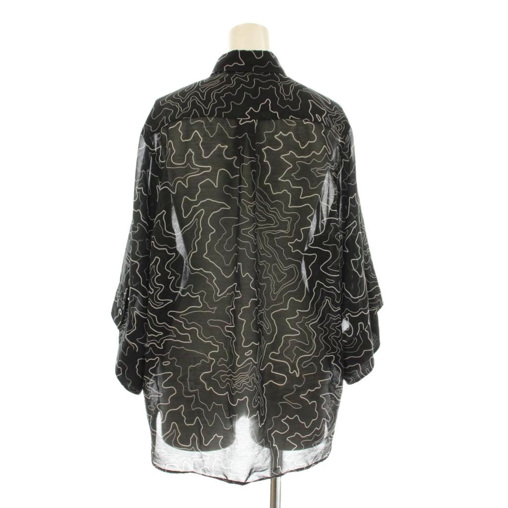  ハイク HYKE CONTOUR LINE BELL-SLEEVE SHIRT カジュアルシャツ 五分袖 総柄 1 黒 ブラック 241-15219 KU その他 トップス