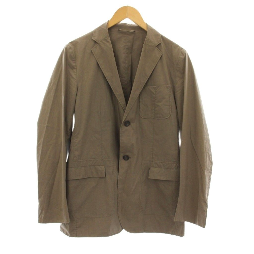 ジルサンダー JIL SANDER シングルスーツ セットアップ 上下 テーラードジャケット テーパードパンツ ジップフライ コットン 44 茶 ブラウン AM151308 AM210931 KU