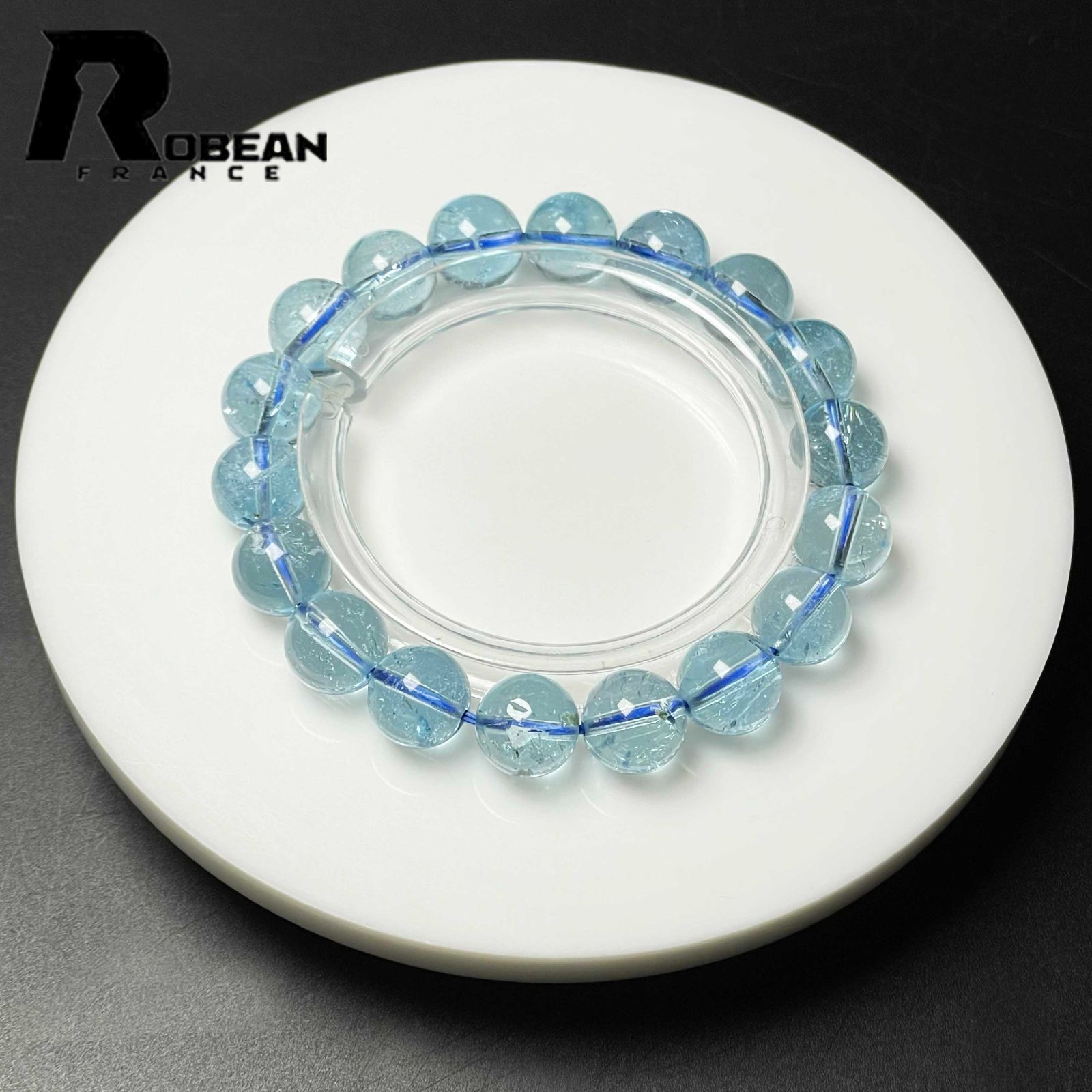 夢色 EU製 定価15万円 ROBEAN ブルートパーズ ブレスレット パワーストーン 天然石 お守り プレゼント 10.6-11.2mm M1025850