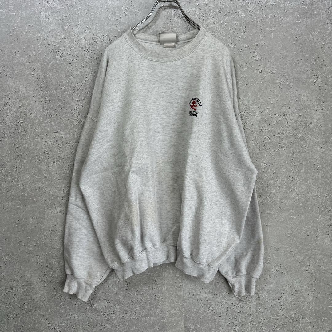 90s【Hanes】ヘインズ（XL相当）刺繍ロゴスウェット＊裏起毛＊オーバー