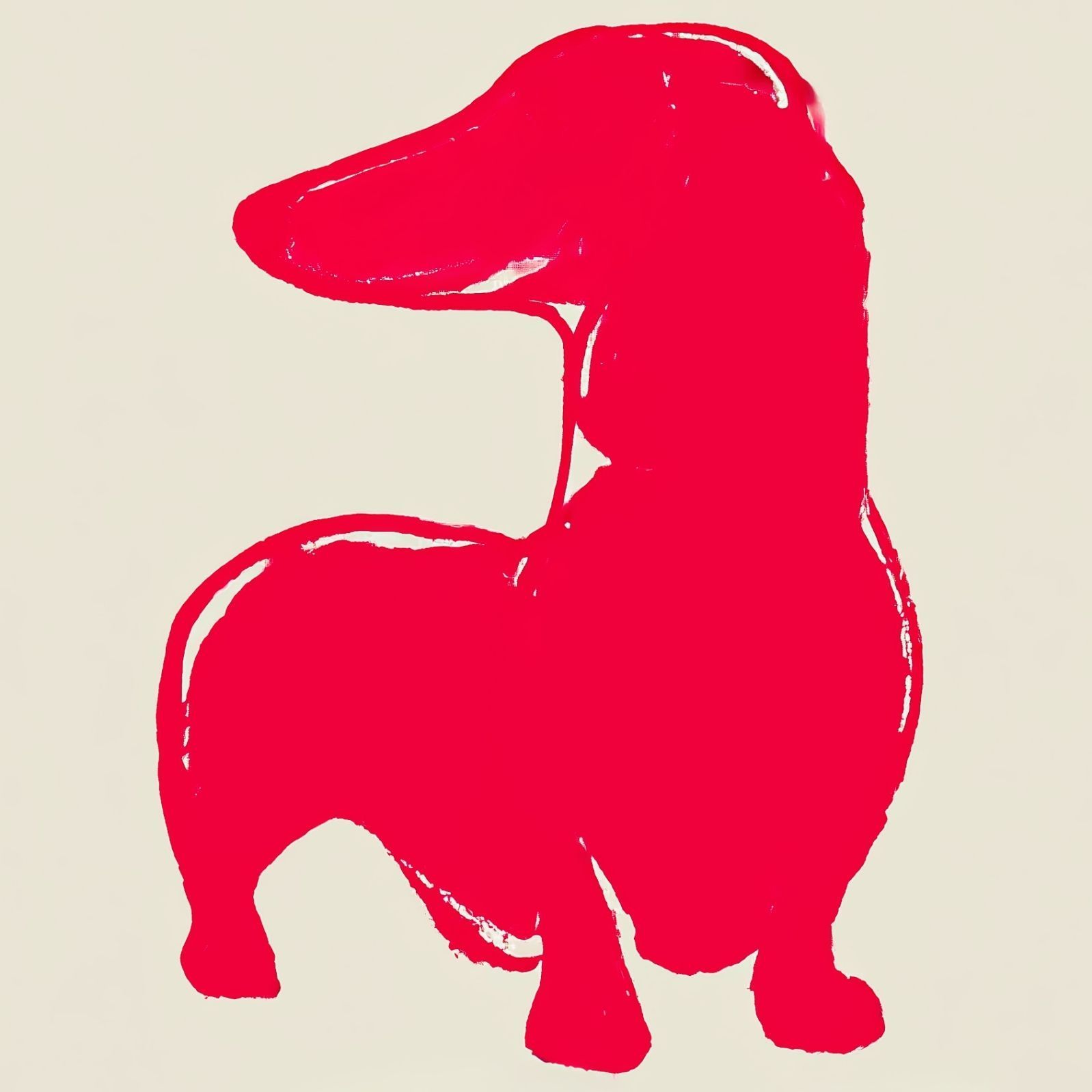 名入れOK Red Line - ダックスフンド犬 No.2 アートポスター ペットロス 北欧モダン ミニマルインテリア カフェスタイル