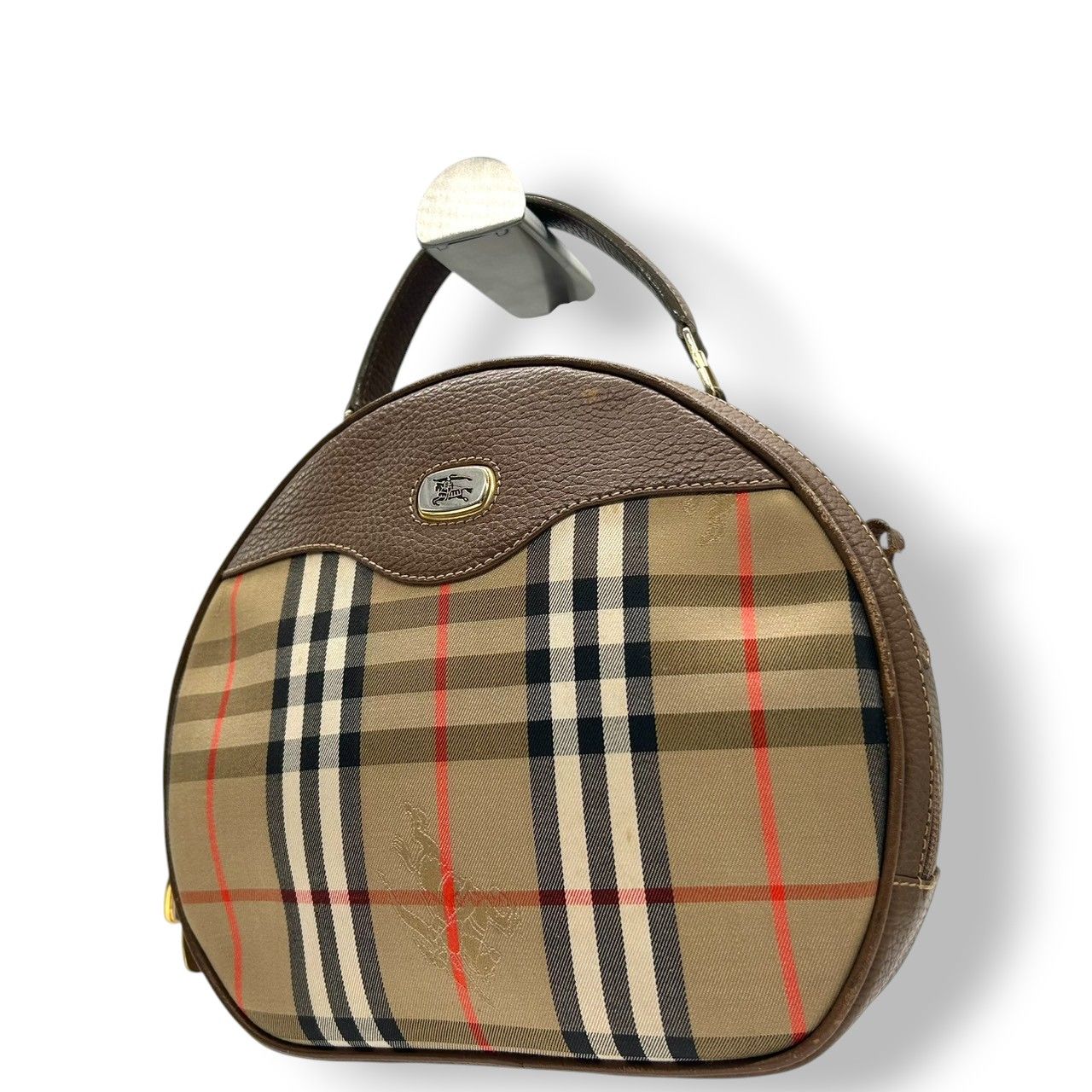 Burberrys バーバリーズ ハンドバッグ バニティバッグ ノバチェック シャドーホース キャンバス レザー ブラウン 丸型 ヴィンテージ レディース コンパクト クラシック レトロ s3