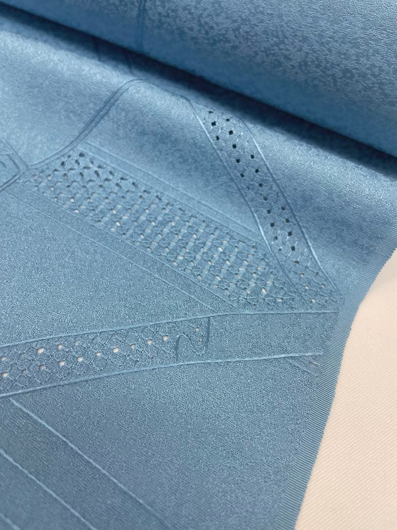 小紋 蘇州刺繍 汕頭刺繍 チョークブルー色 正絹 反物 - メルカリ