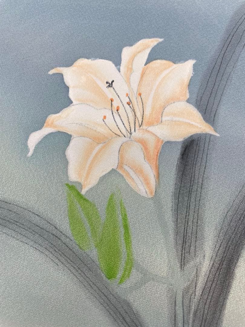 付け下げ 手描 紋意匠 ぼかし染 百合 正絹 反物 - メルカリ