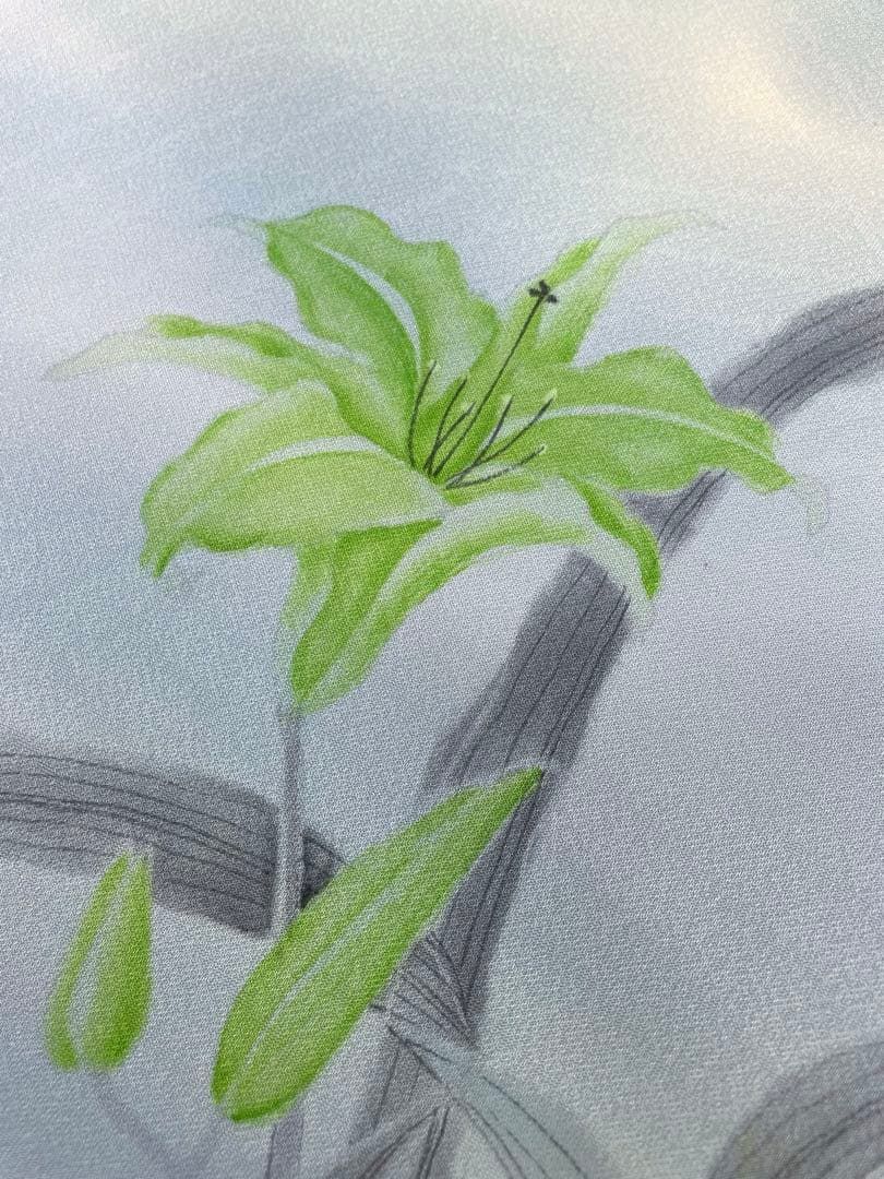 付け下げ 手描 紋意匠 ぼかし染 百合 正絹 反物 - メルカリ