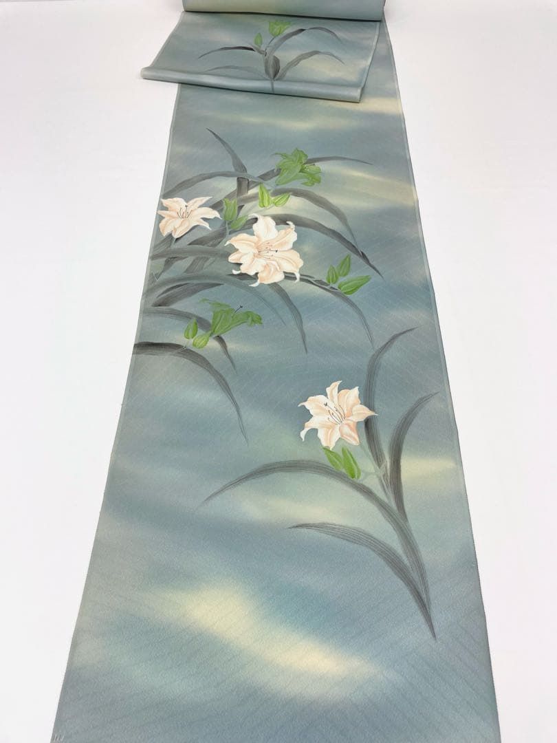 付け下げ 手描 紋意匠 ぼかし染 百合 正絹 反物 - メルカリ