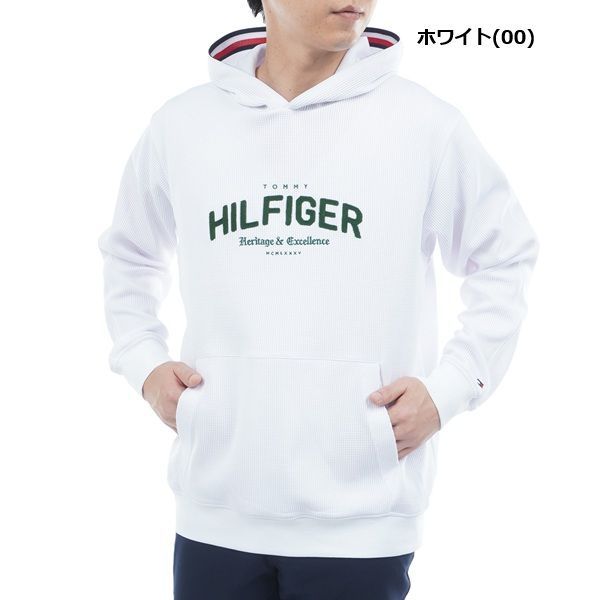 トミーヒルフィガー ゴルフ メンズ フロントロゴ スウェットフーディー TOMMY HILFIGER GOLF THMA551 秋冬モデル ホワイト 00