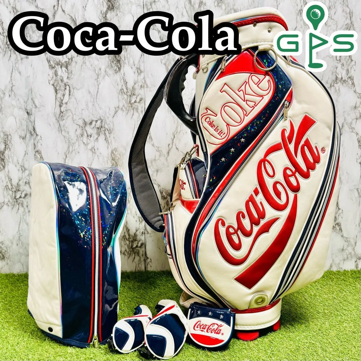 【希少】コカ・コーラ キャディバッグ レッド エナメル調 フード付 6分割 希少】コカ・コーラ キャディバッグ レッド エナメル調 フード付 6分割