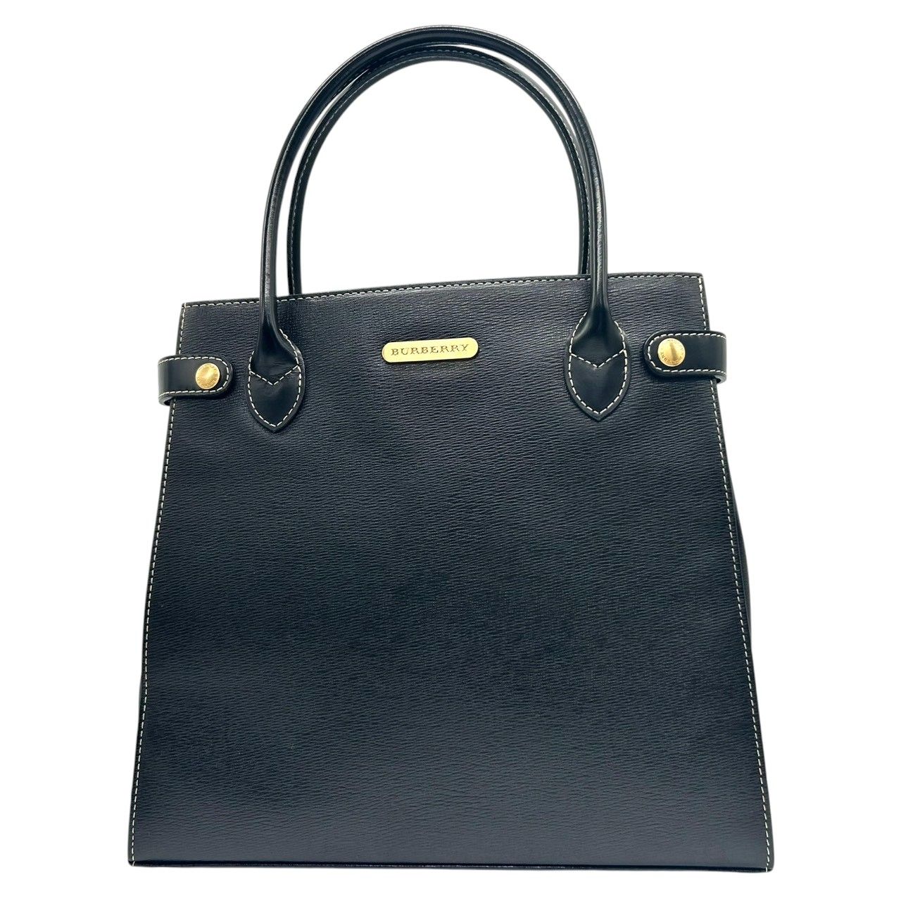BURBERRY バーバリー ハンドバッグ トートバッグ レザー 本革 ブラック 黒 ゴールド金具 ロゴプレート 自立可 レディース フォーマル ビジネス オフィス 冠婚葬祭 セレモニー エレガント 上品 きれいめ クラシック s34