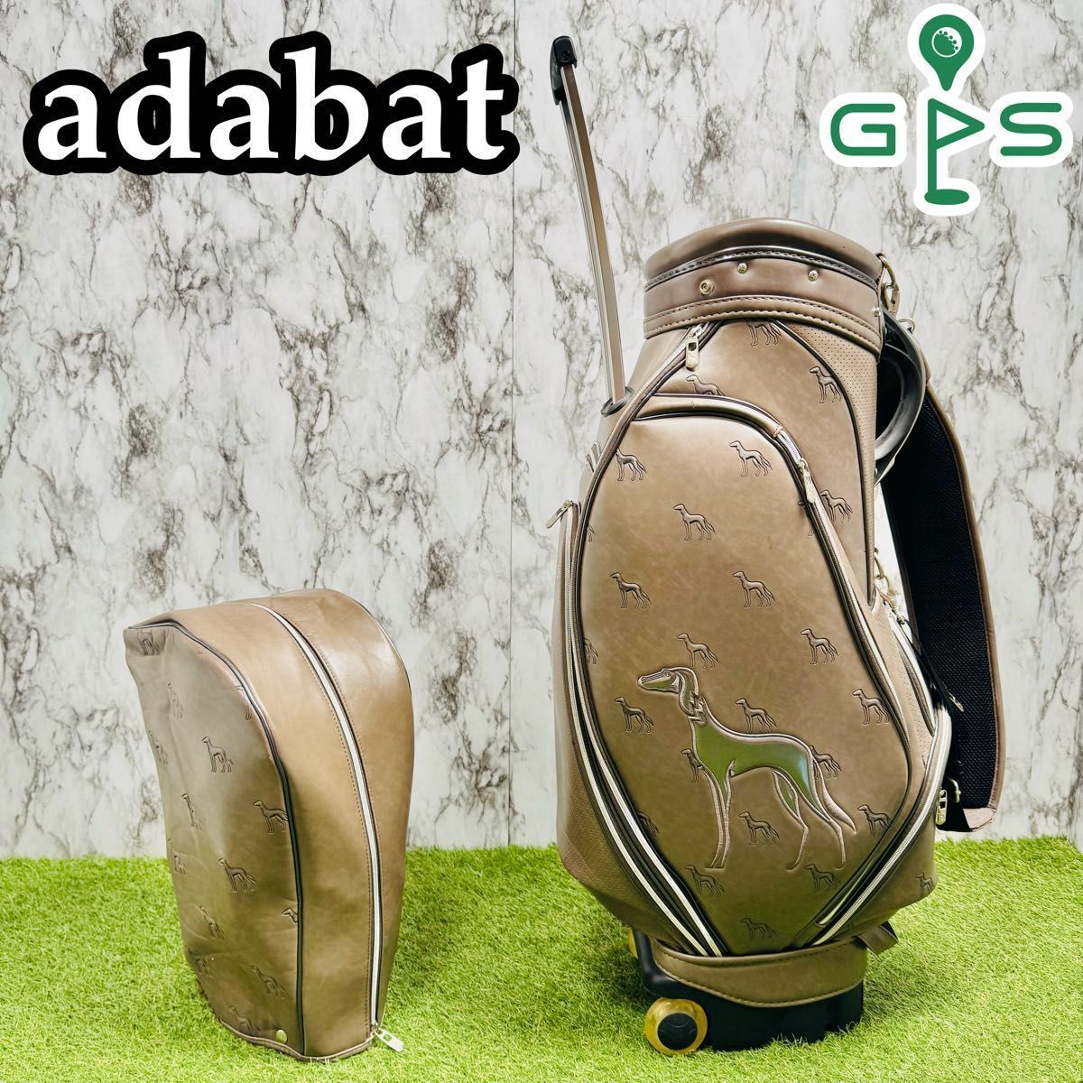 良品】アダバット カート式 キャリー 2輪 キャディバッグ ブラウン