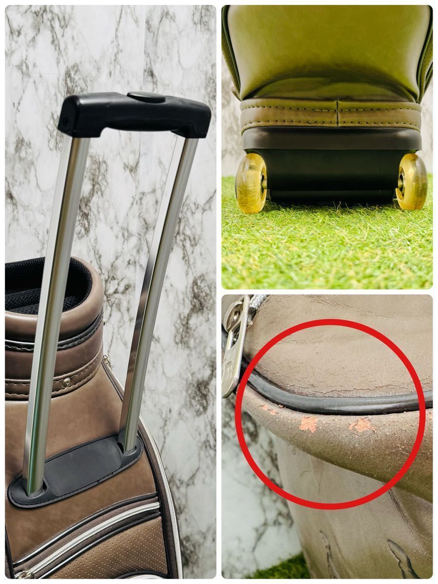 【良品】アダバット カート式 キャリー 2輪 キャディバッグ ブラウン 良品】アダバット カート式 キャリー 2輪 キャディバッグ ブラウン