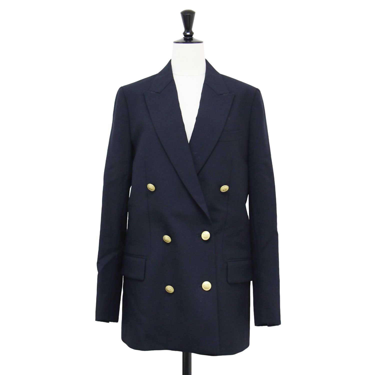 MADISONBLUE マディソンブルー ジャケット ネイビー 紺 サイズ 2 M ウール テーラード ジャケット BLEECKER W6B BLAZER ダブルブレスト 金ボタン アウター ブレザー レディース