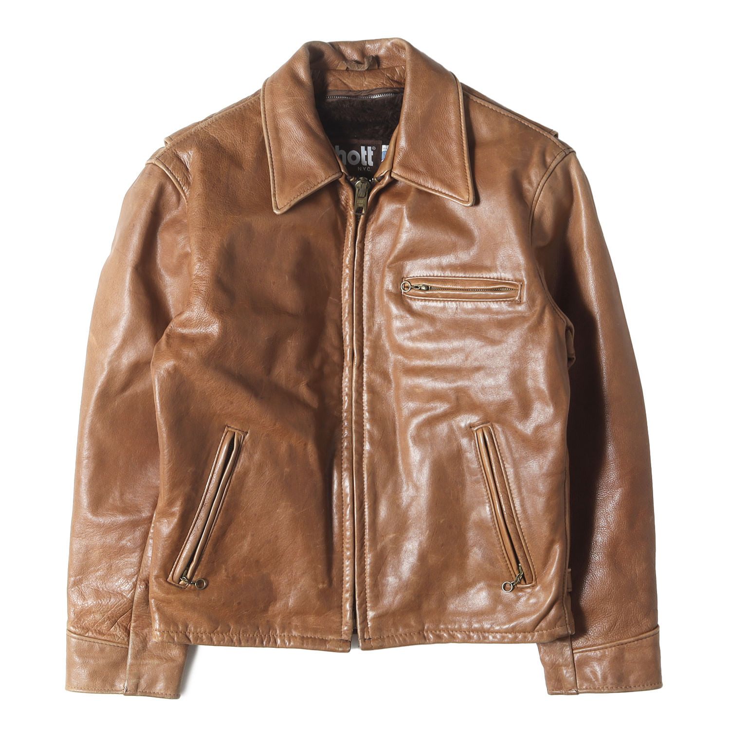 【米国製】schott トラッカージャケット　本革　レザー　AT101 ブラウン 米国製】schott トラッカージャケット 本革 レザー AT101 ブラウン