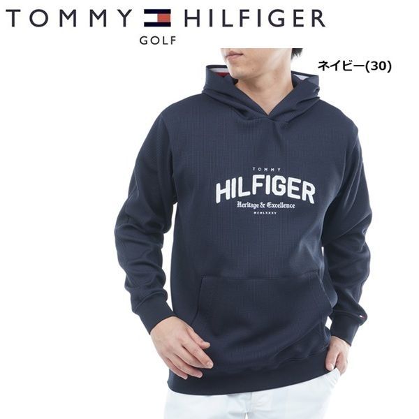 トミーヒルフィガー ゴルフ メンズ フロントロゴ スウェットフーディー TOMMY HILFIGER GOLF THMA551 秋冬モデル ネイビー 30