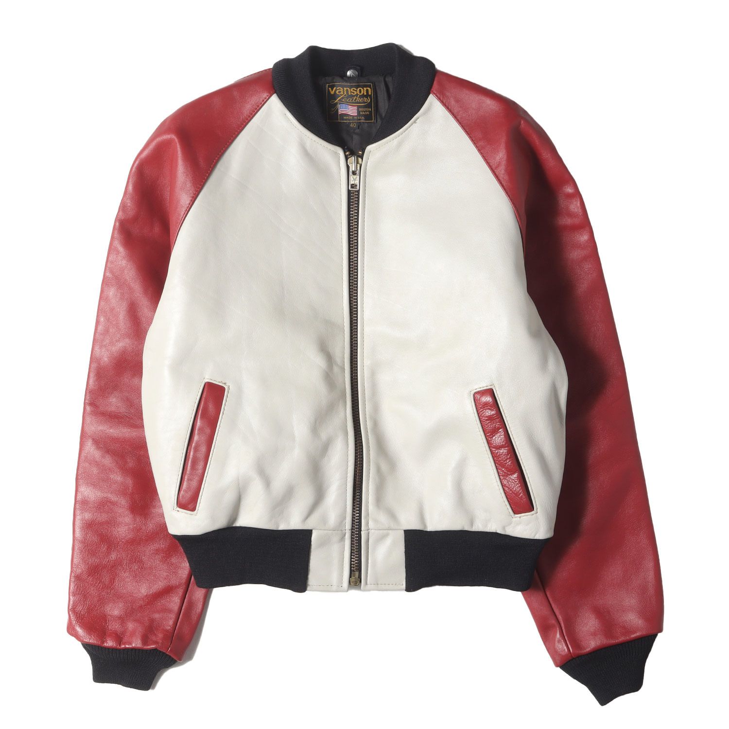 VANSON バンソン ジャケット レッド ホワイト サイズ:40(L) | USA製 TJ 