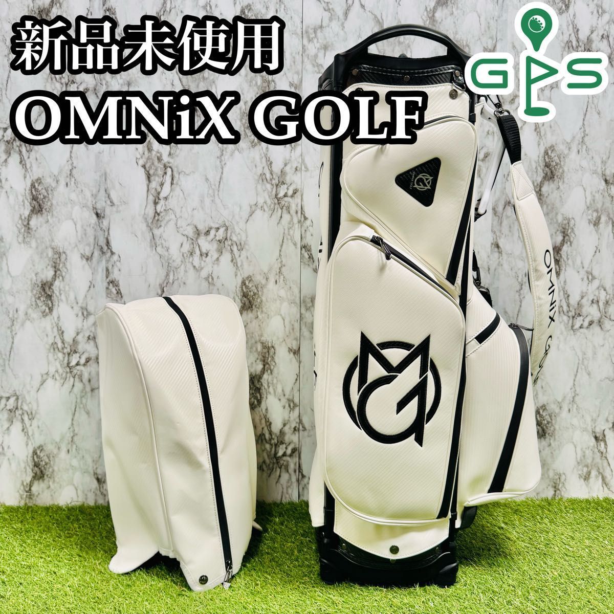 【新品未使用】オムニックス カート式 キャディバッグ ゴルフバッグ ホワイト 新品未使用】オムニックス カート式 キャディバッグ ゴルフバッグ