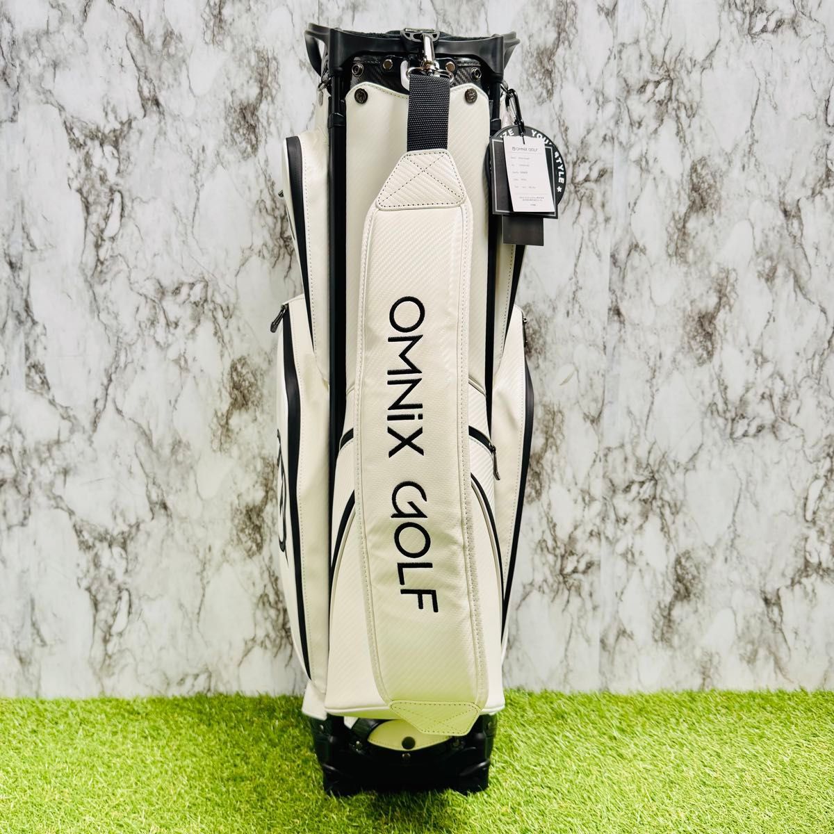 【新品未使用】オムニックス カート式 キャディバッグ ゴルフバッグ ホワイト 新品未使用】オムニックス カート式 キャディバッグ ゴルフバッグ