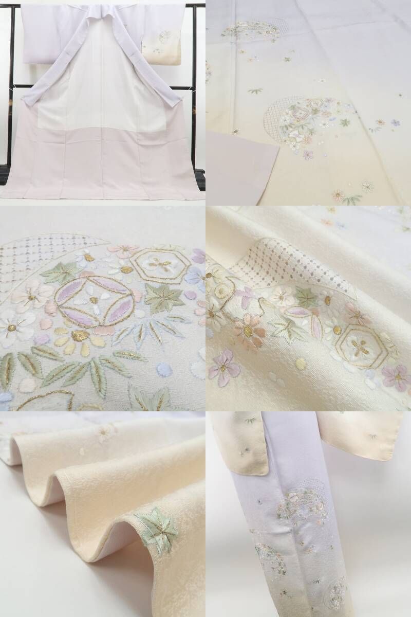 新品 総刺繍 着物“宝を尽くして想いを伝える”正絹 仕付け糸付 訪問着 6822 ❁tomihisa❁新品 総刺繍 宝尽くし 着物“誰が為に咲く華…宝を尽くして