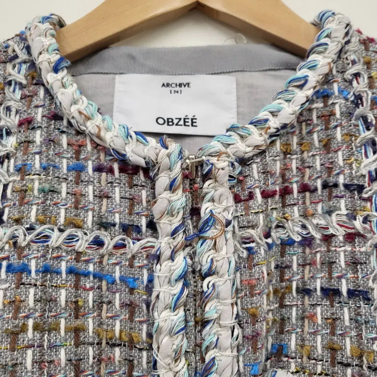 オブジェ ツイード ジップアップ ジャケット