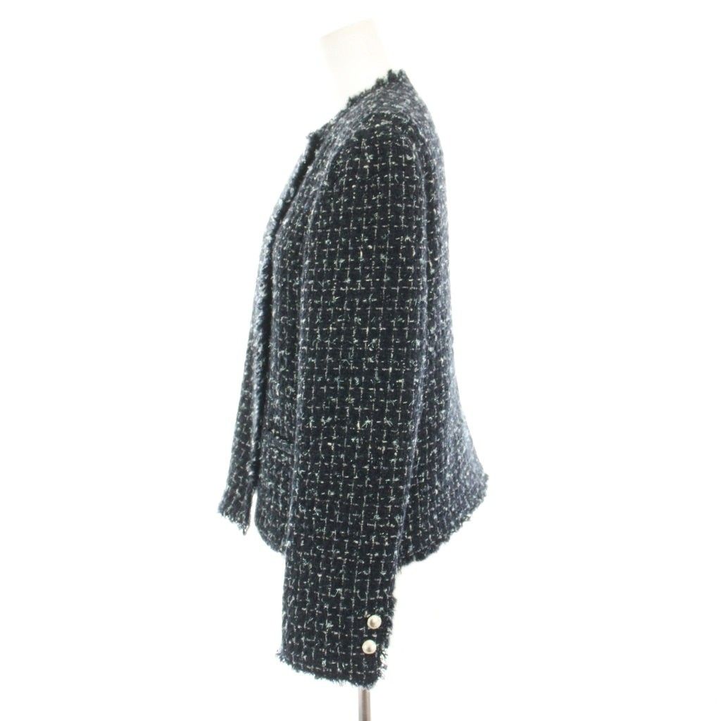 セオリーリュクス theory luxe 23AW チコツイードマーティン CHICO TWEED MARTINE ツイードノー ジャケット アウター 38 黒 ブラック 紺 ネイビー 03-3404102 YT