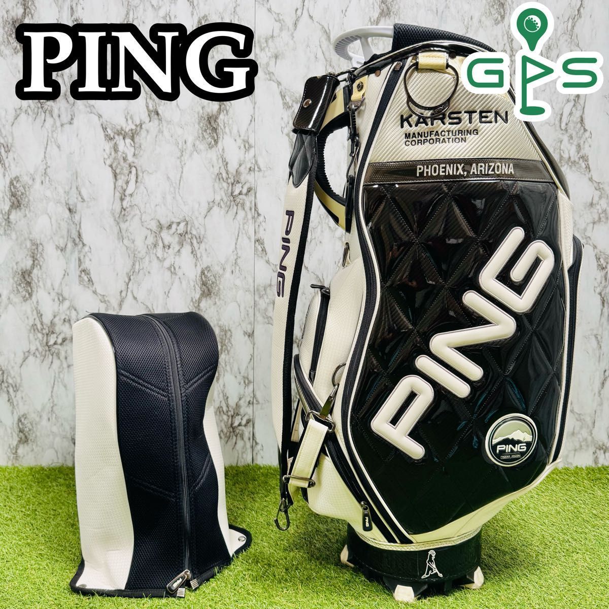 良品】ピン ミスターピン カート式 キャディバッグ エナメル ブラック