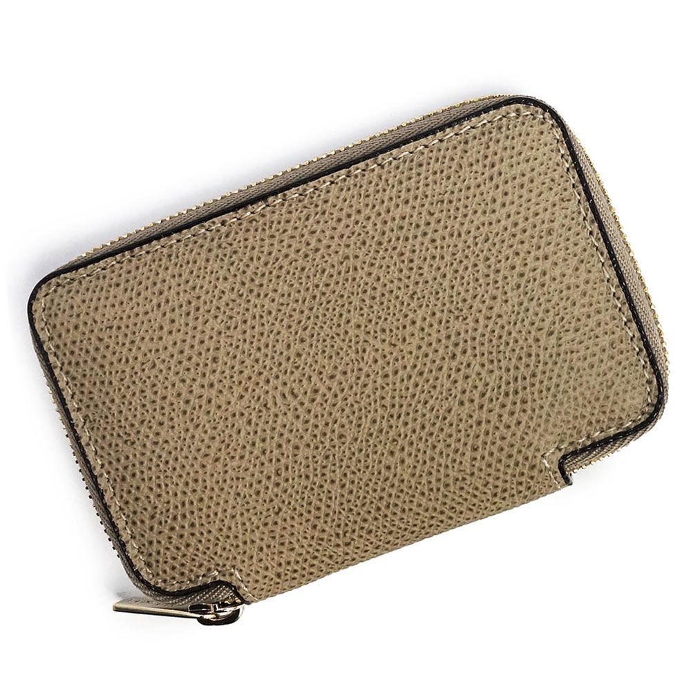 ヴァレクストラ ラウンドジップ ミニウォレット コインケース 小銭入れ 財布 ソフトカーフスキン レザー オイスターグレー ゴールド金具 SGZA0007028LOCCP99MO Valextra