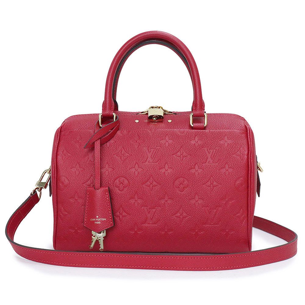 ルイ ヴィトン スピーディ バンドリエール 25 2WAY ショルダー ハンドバッグ 斜め掛け モノグラムアンプラント レザー スリーズ レッド ゴールド金具 M42399 LOUIS VUITTON