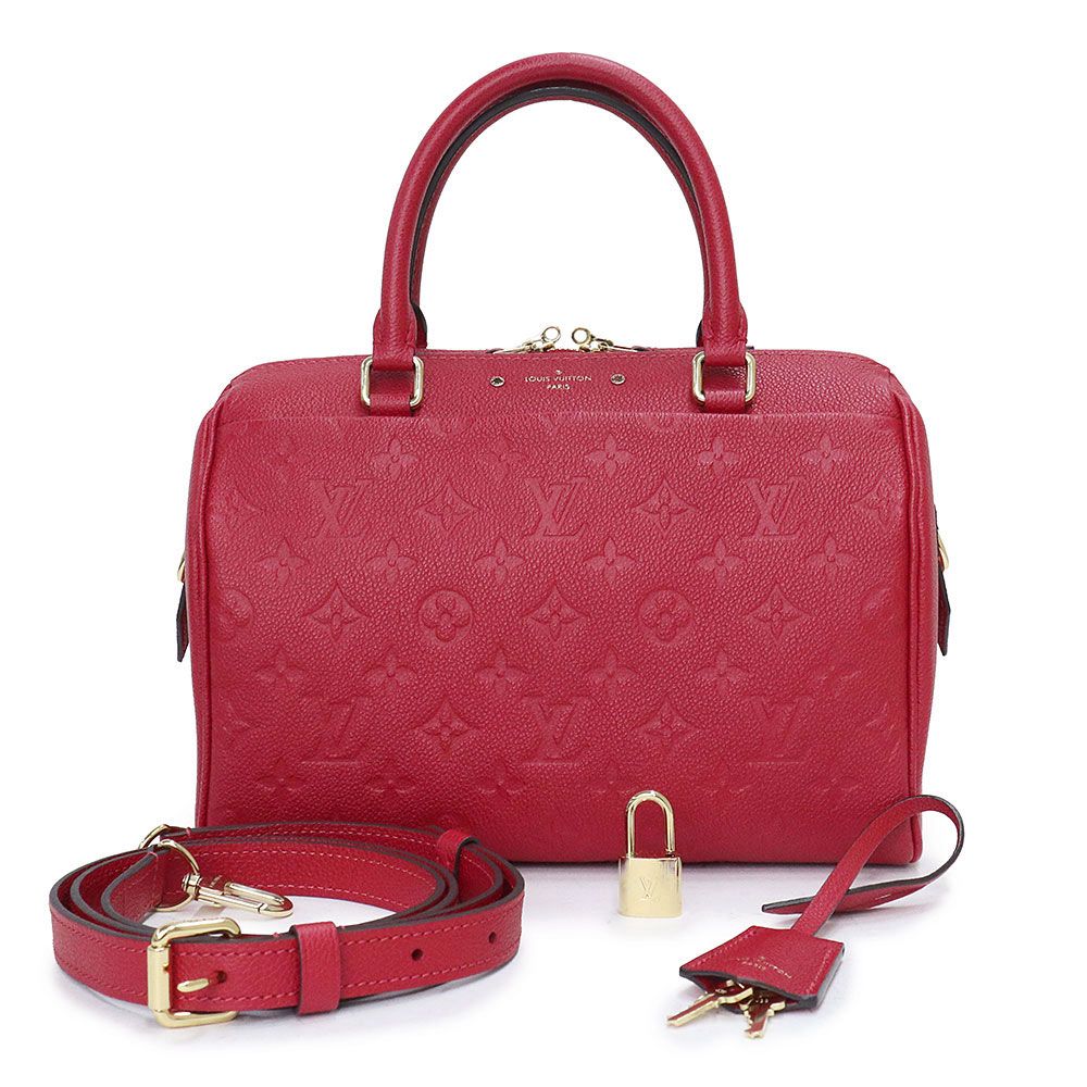 ルイ ヴィトン スピーディ バンドリエール 25 2WAY ショルダー ハンドバッグ 斜め掛け モノグラムアンプラント レザー スリーズ レッド ゴールド金具 M42399 LOUIS VUITTON